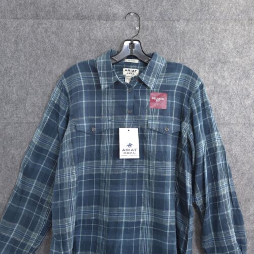 New Ariat REAL Billy Jean Relaxed Fit Shirt Womens Long Sleeve Large Green NWT - Picture 3 of 18