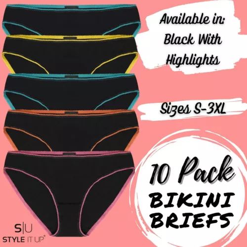 10 Pairs Ladies Womens Bikini Briefs Underwear Soft Cotton Comfortable Panties