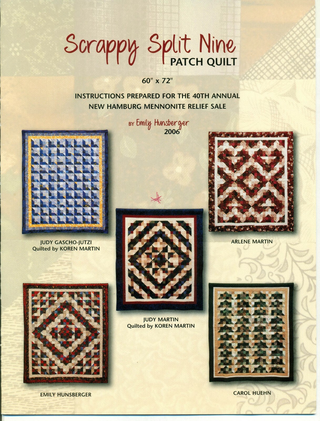 SCRAPPY SPLIT NINE Patch Quilt Pattern Emily Hunsberger 2006 Mennonite ...