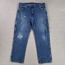 Dickies Carpenter Jeans 38x32 Relaxed Fit Distressed Heavy Denim Retro Faded