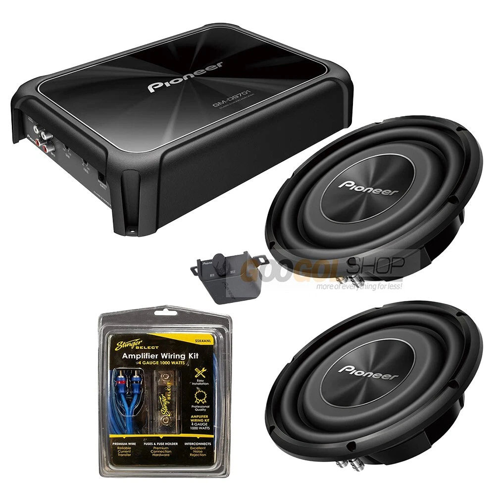 2-Pioneer 1500 peak each 12&#034; 4-ohm subwoofer &amp; Bass Mono Amplifier package | eBay