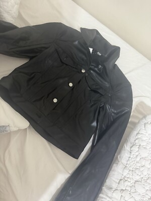 COATED JACKET WITH SHOULDER PADS || h&m divided vegan leather jacket 