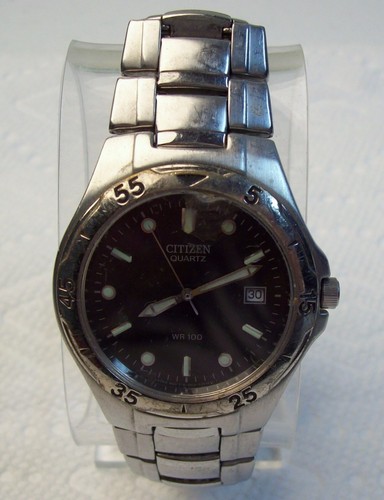 Men's CITIZEN Quartz Silvertone \u0026 Black 