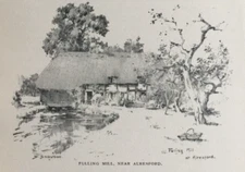 Fulling Mill Near Alresford in Hampshire - Antique Print 1926