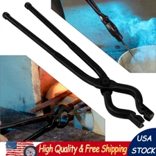 17 inch Blacksmith V-Bit Bolt Tongs Bladesmith Knife Making Wolf Jaw Anvil Forge
