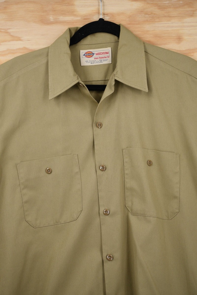 Dickies Short Sleeve Mens Medium Lightweight Work Shirt Khaki | eBay
