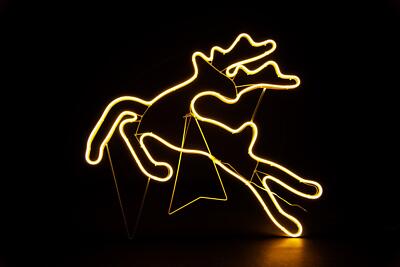 Lichterschlauch Silhouette Weihnachten springendes Rentier Außen Wand Garten Weihnachtsdeko