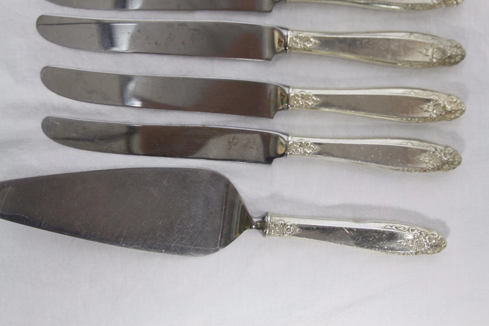 Cuchillos de cena PRELUDE 9 internacionales de plata esterlina de colección + servidor de pasteles Foto 4 de 4