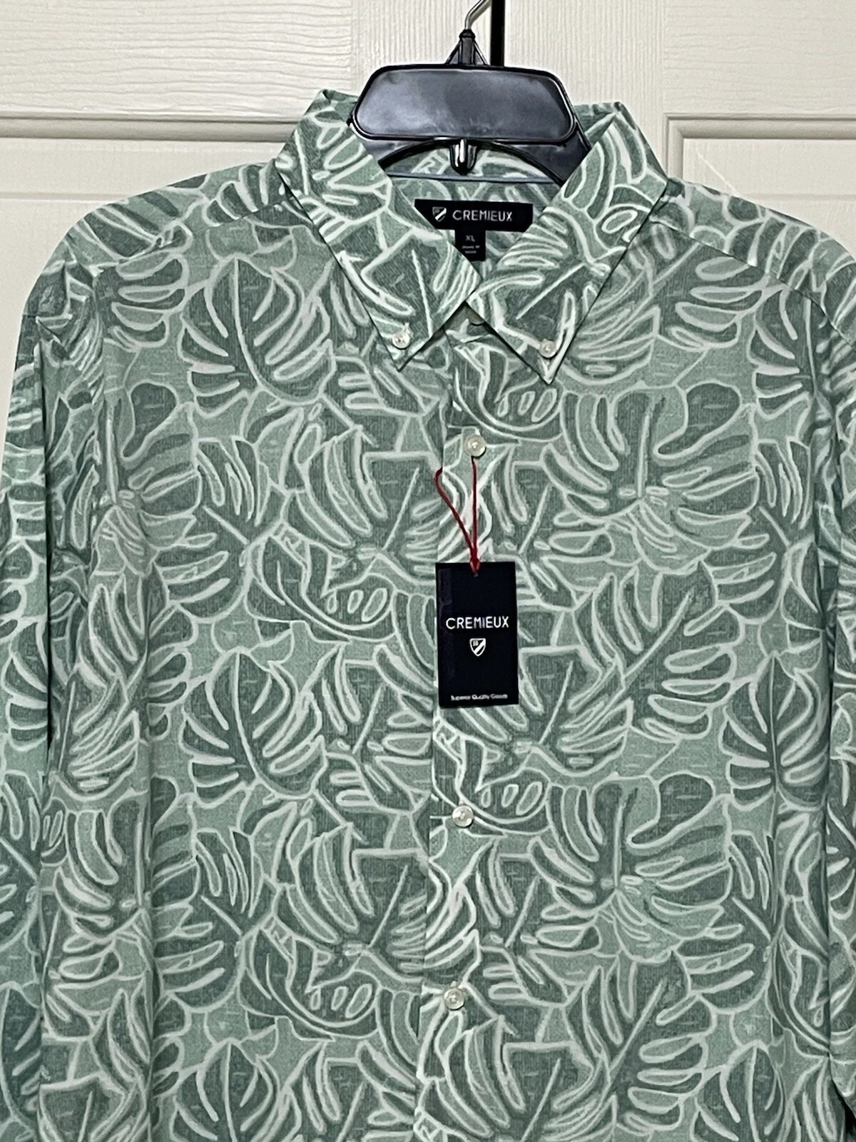 NWT Cremieux size XL teal white leaves long sleeve button down shirt mens $79