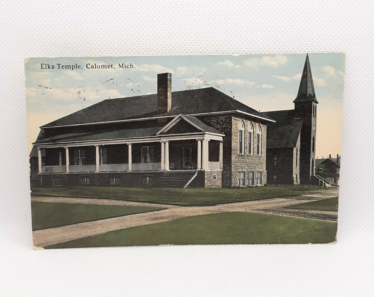 Elks Temple Calumet MI 1915 Vintage Postcard Posted eBay