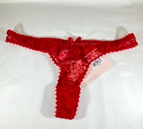Agent Provocateur Fiby Love Mesh Heart Red Thong Size Small AP 2 8-10 BNWT