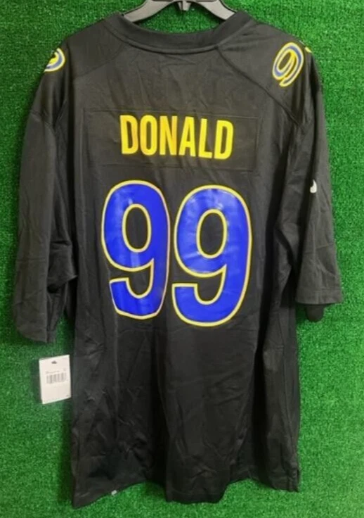 Men's Los Angeles Rams Aaron Donald #99 Football Black Jersey NWT NFL Sz 2XL