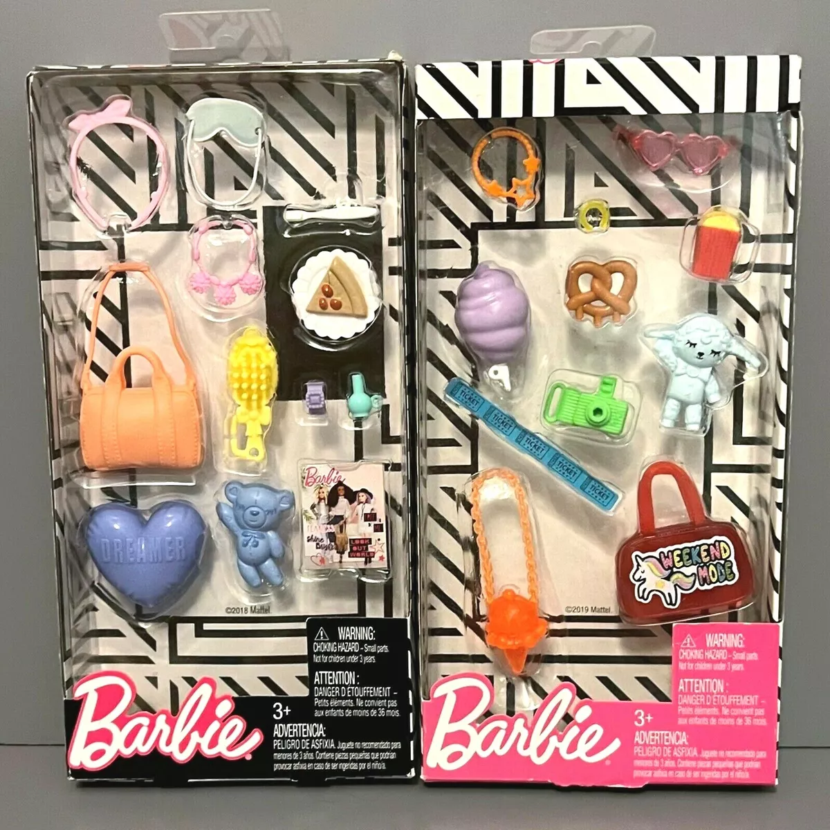 Doll Small Plastic Carnival Accessories Pack Lot Toys Purse Food New |