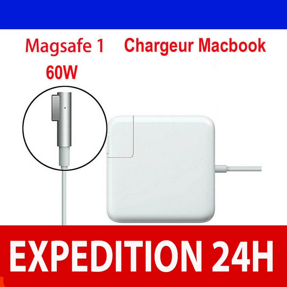 Chargeur alimentation compatible Magsafe 1 60W L pour Macbook pro 13 15 pouces