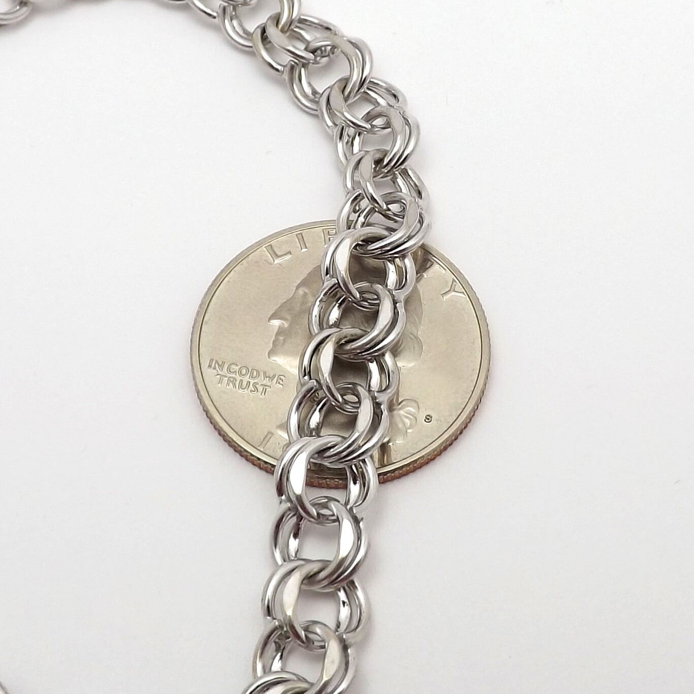 Sterling Silver Double Wire Link Charm Bracelet V… - image 4