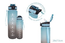 Sports Drinks Bottles 1 litre - Blue/Grey, measure markings, handle, Personalise
