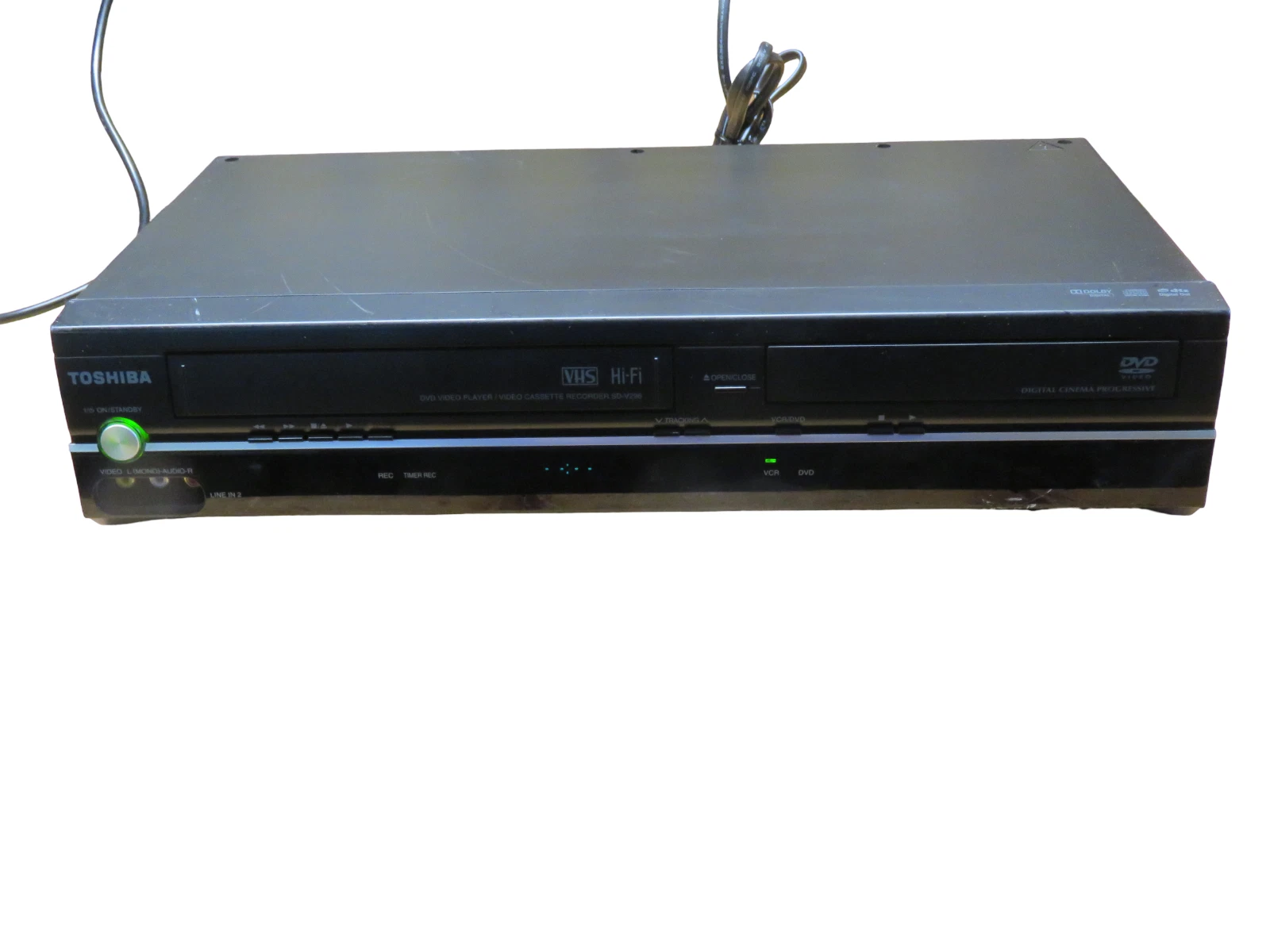 Toshiba DVD VCR VHS Combo Player SD-V296 Hi-Fi S-Video Tested No Remote