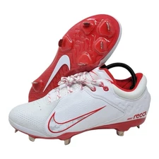 Nike Hyperdiamond 4 Elite Softball Cleats White Red Metal FZ0923-104 Size 7.5