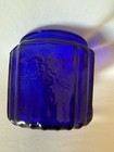 Cobalt Blue Cobalt Glass Floral Jar Canister, Round Flowers Theme — photo 2