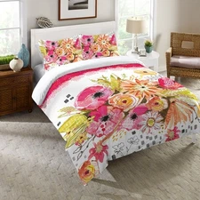 Peachy Blossoms King Comforter Pink King