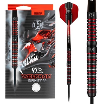 Harrows Wolfram Infinity 97% Tungsten Steel Tip Darts - Black Titanium Coating
