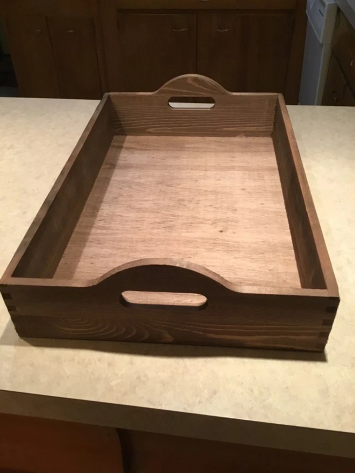 HARRY & DAVID WOODEN SERVING TRAY WITH HANDLES DOVETAIL CORNERS 17x11 - NEW - Image 4 of 4