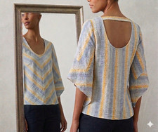 Drew Women’s Chevron Stripe Lined Top Size M Made in USA 3/4 Sleeve Blouse