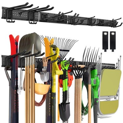64Inch Garage Storage Tool Organizer Wall Mount Heavy Duty Rack 12 Hooks
