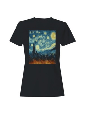 Starry Skyline Cityscape Art Women's T-shirt