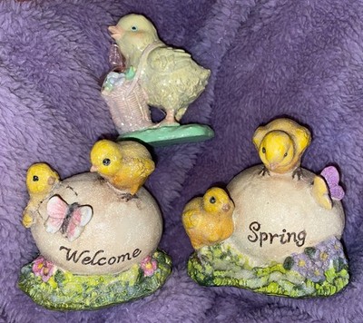 Vintage Easter-Hatching Peeps Chicks-Lot Of 3 Figures  Welcome Spring  3 Inches