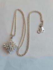 925 Sterling Silver Dainty CZ Snowflake Pendant/Necklace 18" Length Chain
