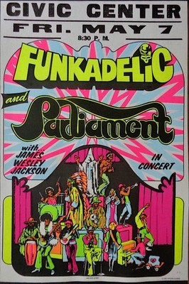 funkadelic／PARLIAMENT1971 Concert Poster FUNKADELIC PARLIAMENT PITTSBURGH 1971 concert poster GLOBE DAY-GLO