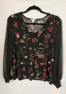 Cato Est 1946 Blouse Size Medium Witchy Whimsigoth Black Forest Romantic V Neck