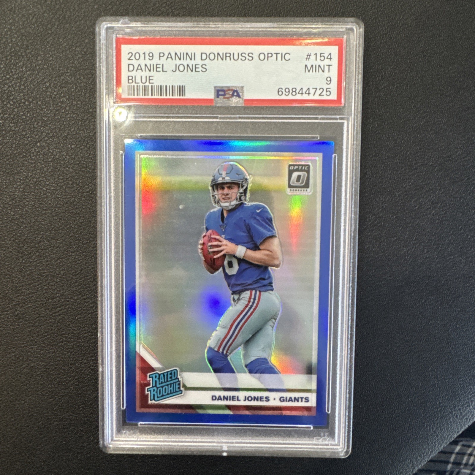 2019 DANIEL JONES PANINI OPTIC RC ROOKIE BLUE #’d 12/150 PSA 9 Pop 27 GIANTS