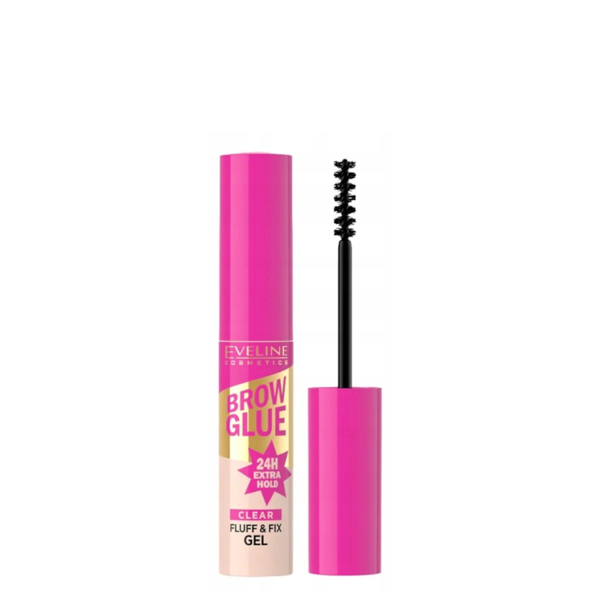 Eveline Cosmetics Brow Glue 24h Extra Gold Clear Fluff and Fix Eyebrow Gel Vegan