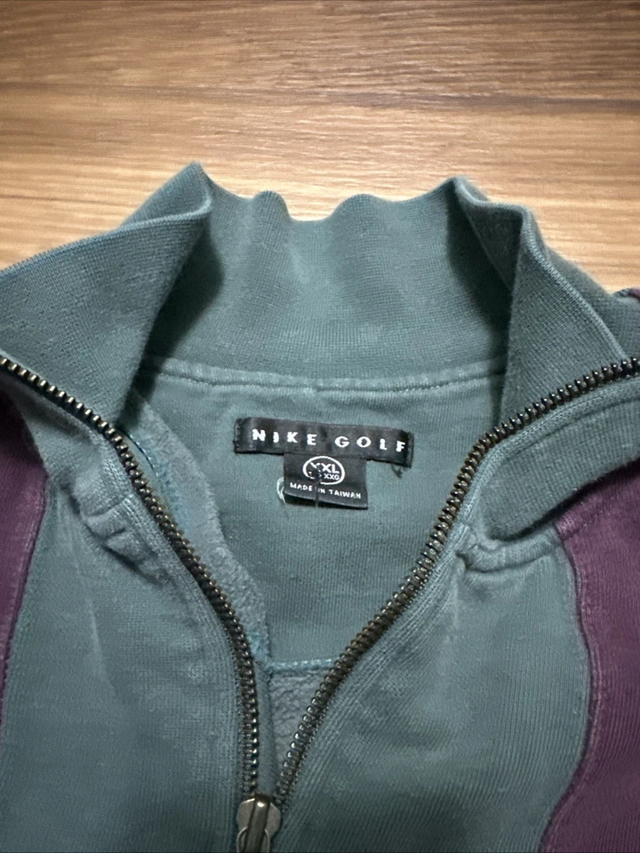 Suéter Vintage 18 Swoosh Nike Años 90 Golf Cuarto Cremallera Verde/Púrpura Para Hombre XXL Foto 4 de 4
