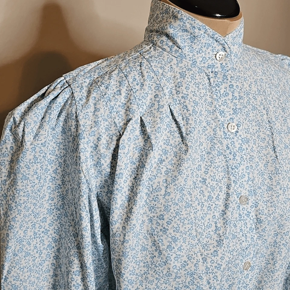 Vintage Frontier Classics Blue White Floral Maxi Skirt Set Medium Prairie - Image 3 of 4