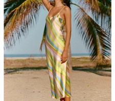 Zara PRINTED SATIN MIDI DRESS Multicoloured Size XS-XL 2859/340/330