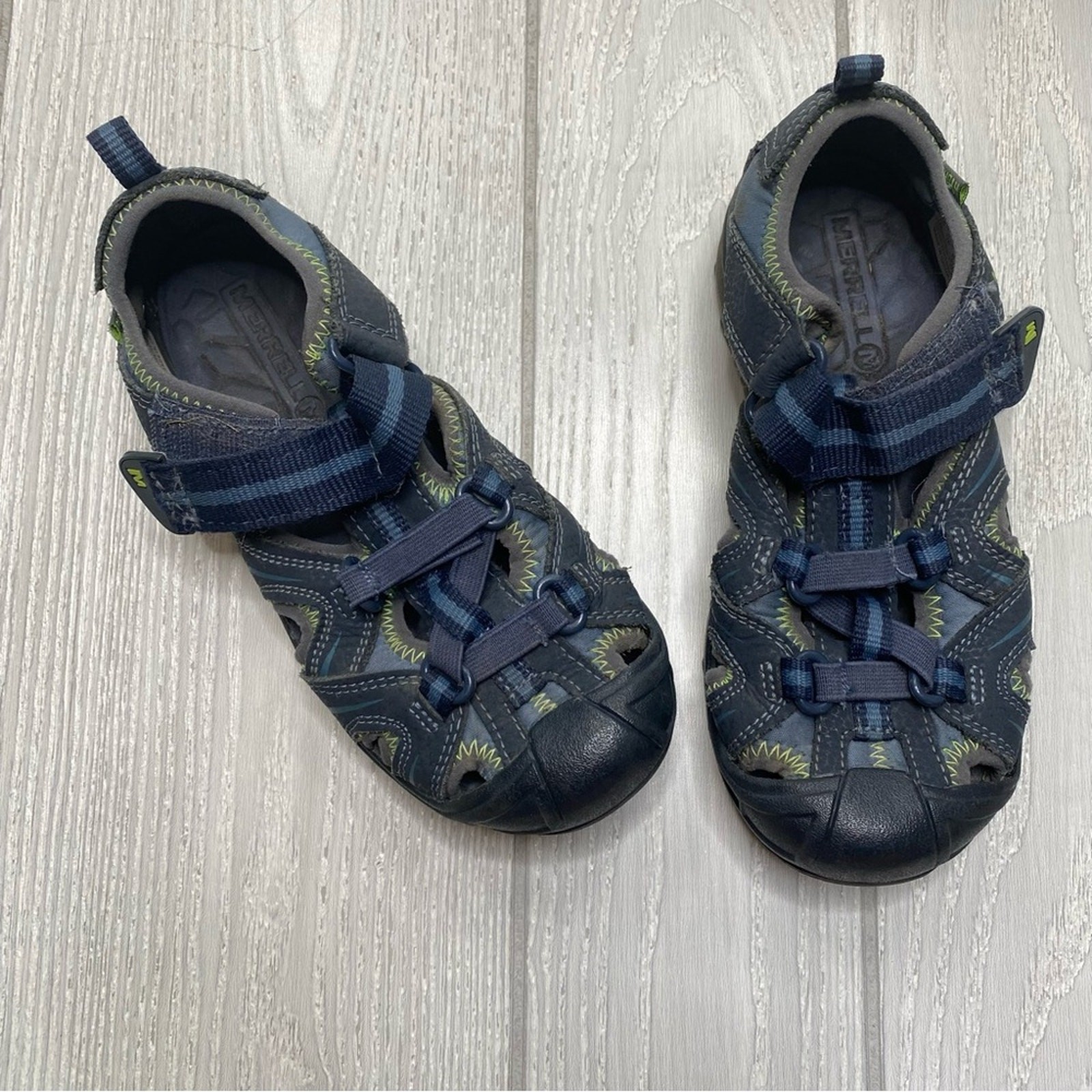SANDALI DA TREKKING MERRELL GIOVANILI BLU CINTURINO REGOLABILE IN PELLE MISURA BAMBINO RAGAZZI 1