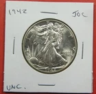 1942 50c U.S. Walking Liberty half dollar. Unc. Smooth & lustrous. (126039)