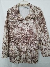CHICO'S ZENERGY Artsy Print Zip Up Jacket White Brown Pink Sz 3 XL 14 16