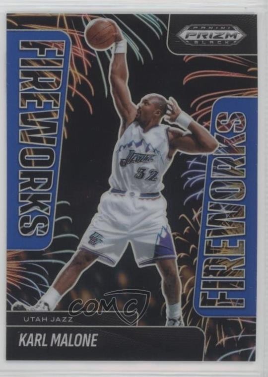 2024-25 Panini Prizm Black Fireworks Blue 117/199 Karl Malone #23 HOF 1b7p