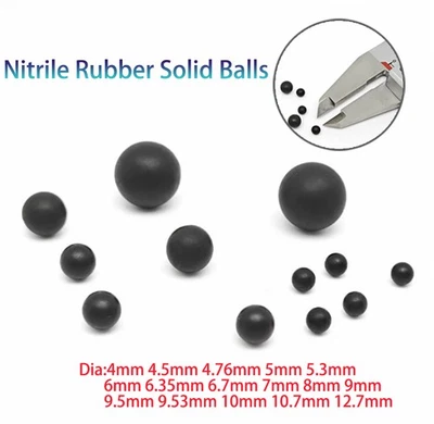 Ø 4mm-12.7mm Solide NBR Nitrile Gummibälle Elastischer Ball Ölbeständige Schwarz - Bild 1 von 4