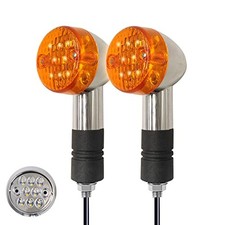 Universal 2pcs LED Motorcycle Turn Signals Chrome Bullet Front Rear Lights