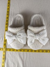 Altar'd State Womens Cute Dainty White Bow Princess Comfy Small Slippers Relaxed