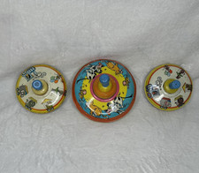 Ohio Art Spinning Top Bundle of 3 Circus Train Dog Cat Mouse Vintage