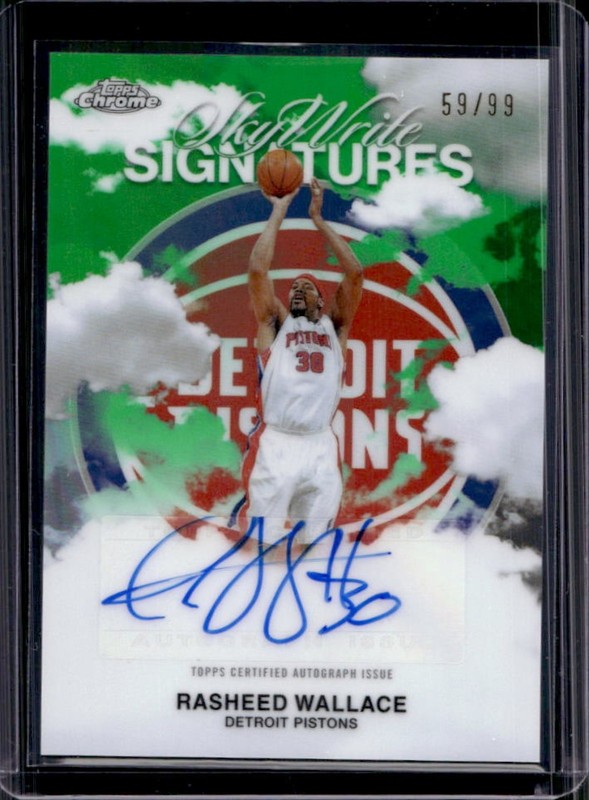 2025-26 Topps Chrome Rasheed Wallace SkyWrite Green Refractor Auto #/99