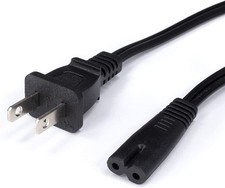2 Prong AC Power Cord - NEMA 1-15P to C7 - Figure 8 Rnd, 18 AWG - Black, 8 Feet