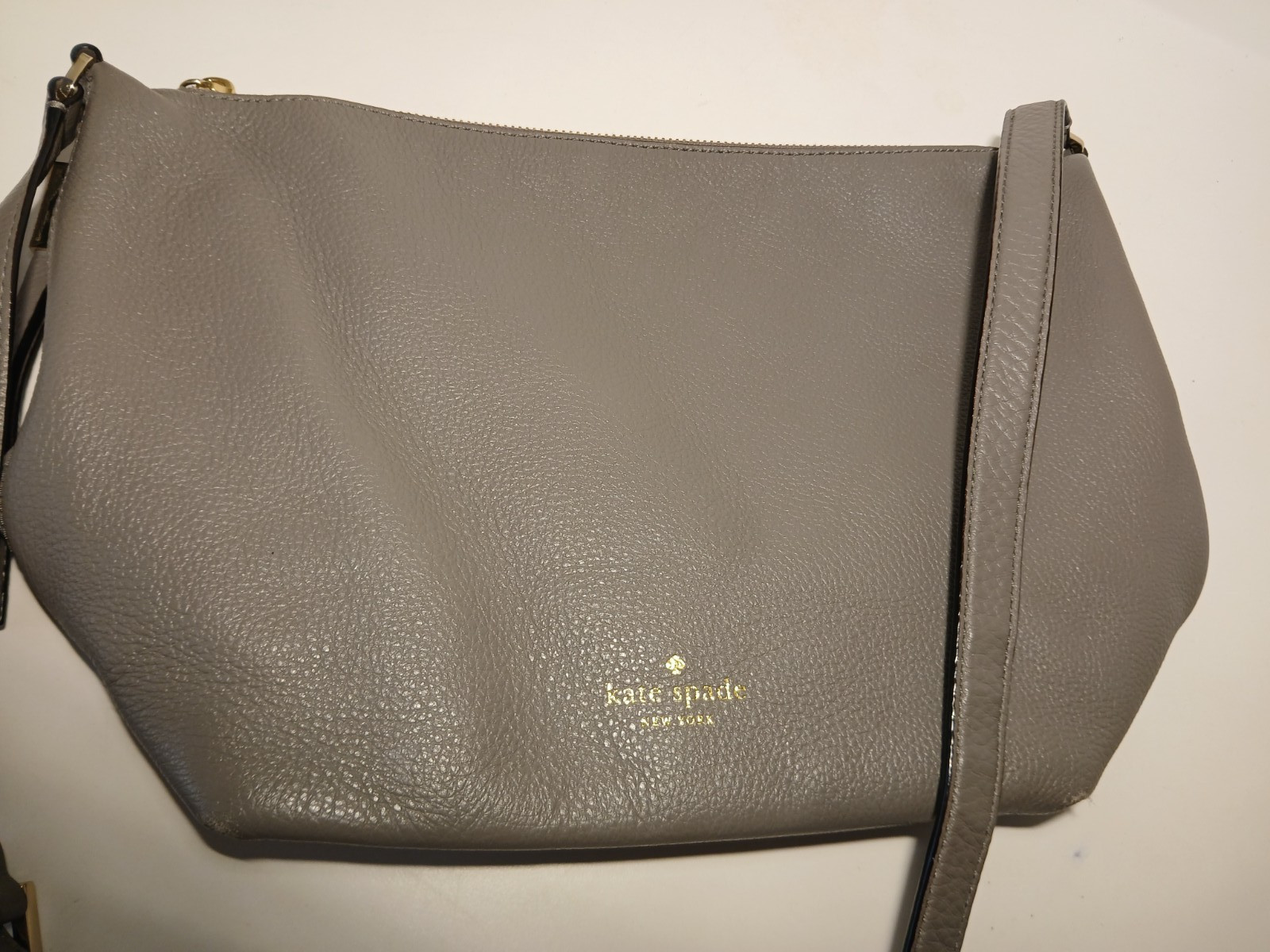 Kate Spade New York Gray Pebbled Crossbody Bag Purse  100% Cow Leather Tassel thumbnail 12