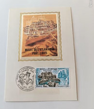Carte FDC 1er jour En soie 1976 : musé de l'atlantique port louis  lot t3